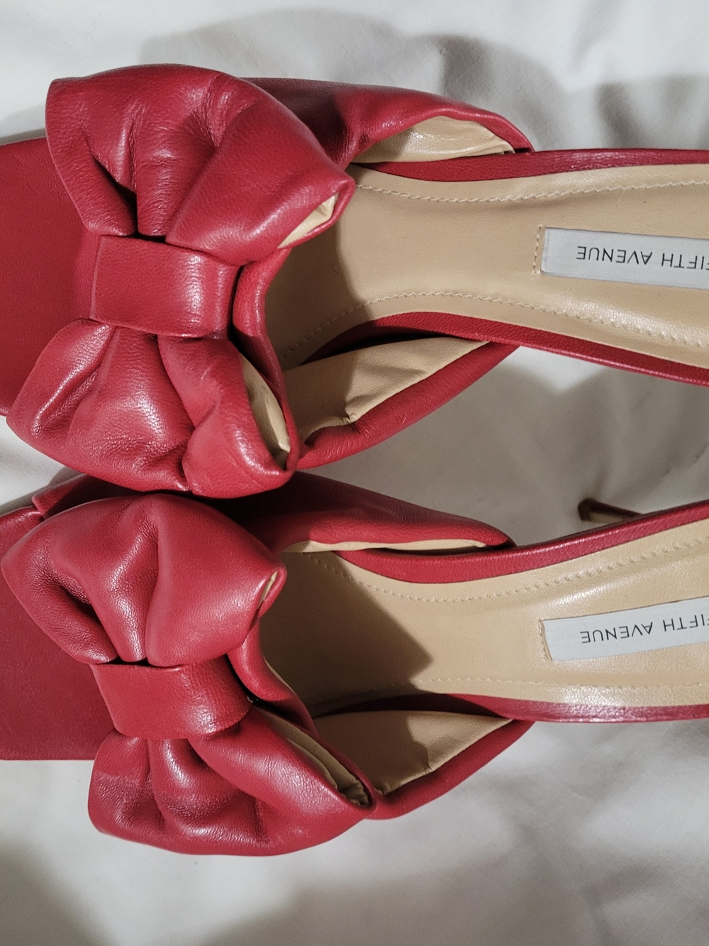 Saks Fifth Avenue Red Bow Slide Mules - Picture 2 of 5